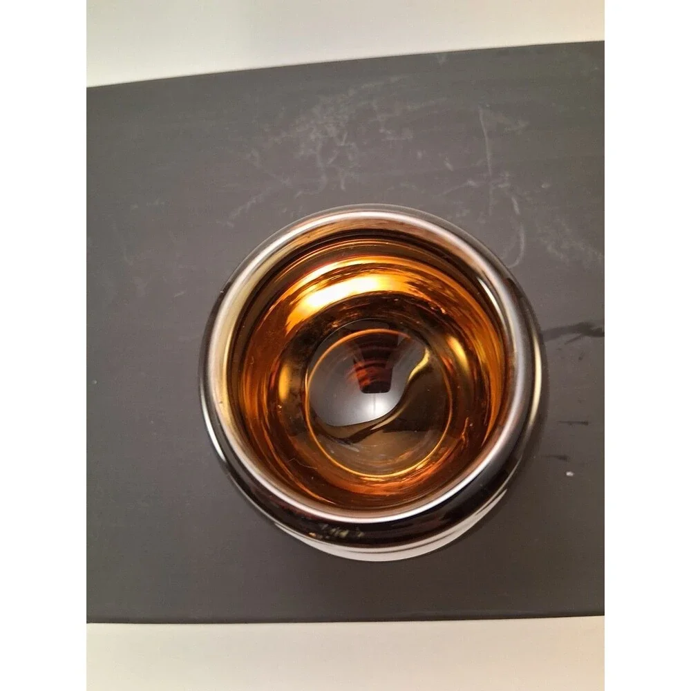 Crate & Barrel Topaz Amber Glass Diva Votive Candle Holder  3.25
